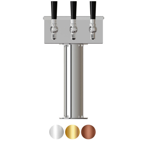 Tee Box Tower, 3'' Pedestal Tube,  3-Taps, 304 SS Shanks, Glycol Cooled Tee Box Tower, 3'' Pedestal Tube,  3-Taps, 304 SS Shanks, Glycol Cooled