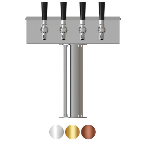 Tee Box Tower, 3'' Pedestal Tube,  4-Taps, 304 SS Shanks, Glycol Cooled Tee Box Tower, 3'' Pedestal Tube,  4-Taps, 304 SS Shanks, Glycol Cooled