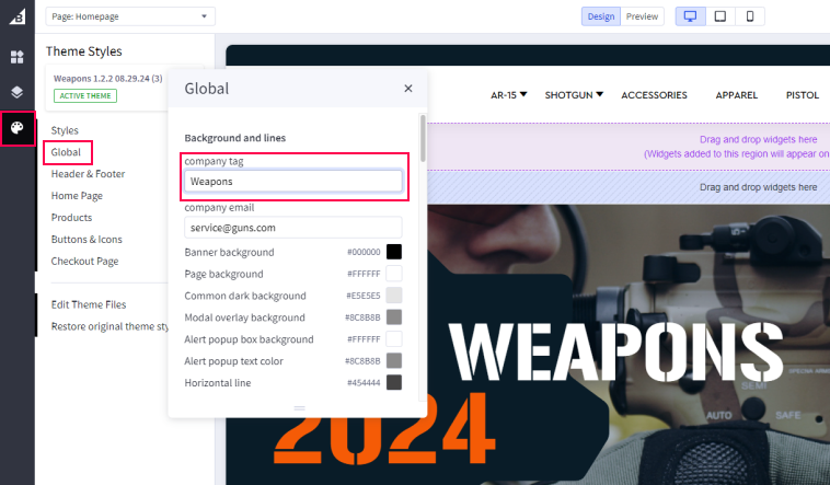 Company Tag Settings Screenshot