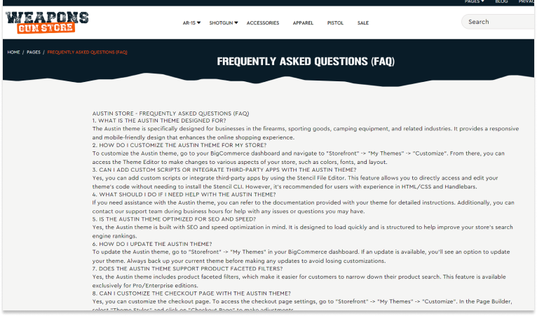 Create FAQs Page