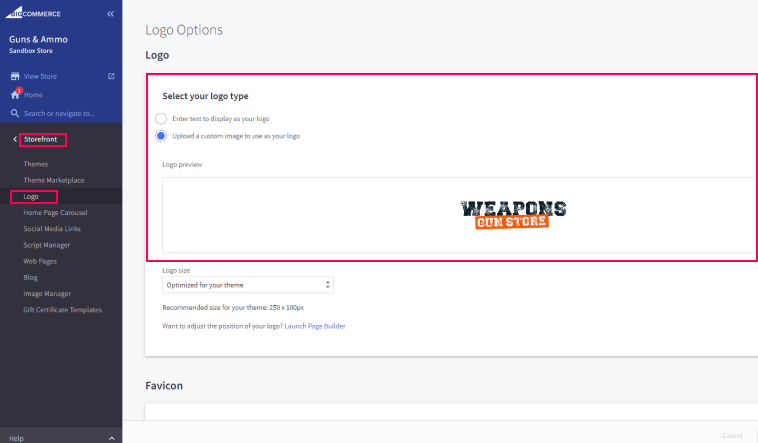 Logo Settings Screenshot