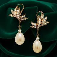 The Inspiration for These Earrings Gold Diamond and Freshwater Pearl Drop Earrings
