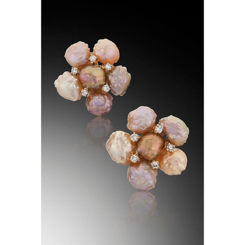 Rosebud Pearl Cluster Earring