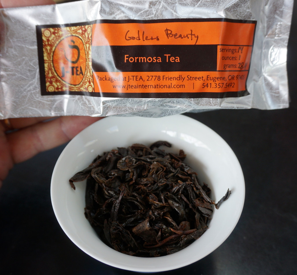 Godless Beauty oolong tea brewed leaf packaged tea