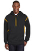 Sport-Tek® Tech Fleece Colorblock Hooded Sweatshirt. F246 Black/ Gold