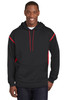 Sport-Tek® Tech Fleece Colorblock Hooded Sweatshirt. F246 Black/ True Red