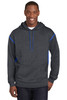 Sport-Tek® Tech Fleece Colorblock Hooded Sweatshirt. F246 Graphite Heather/ True Royal