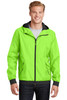 Sport-Tek® Embossed Hooded Wind Jacket. JST53 Lime Shock/ Black