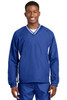 Sport-Tek® Tipped V-Neck Raglan Wind Shirt. JST62 True Royal/ White