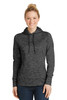 Sport-Tek® Ladies PosiCharge® Electric Heather Fleece Hooded Pullover. LST225 Grey Black Electric