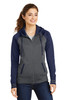 Sport-Tek® Ladies Sport-Wick® Varsity Fleece Full-Zip Hooded Jacket. LST236 Dark Smoke Grey/ Navy