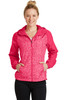 Sport-Tek® Ladies Heather Colorblock Raglan Hooded Wind Jacket. LST40 Pink Raspberry Heather/ Pink Raspberry