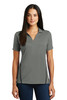 Sport-Tek® Ladies Contrast PosiCharge® Tough Polo®. LST620 Dark Smoke Grey/ Black