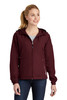 Sport-Tek® Ladies Colorblock Hooded Raglan Jacket. LST76 Maroon/ White