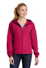 Sport-Tek® Ladies Colorblock Hooded Raglan Jacket. LST76 Pink Raspberry/ White