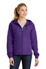 Sport-Tek® Ladies Colorblock Hooded Raglan Jacket. LST76 Purple/ White