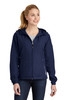 Sport-Tek® Ladies Colorblock Hooded Raglan Jacket. LST76 True Navy/ White