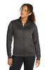 Sport-Tek ® Women's Tricot Sleeve Stripe Track Jacket. LST94 Graphite/ Black