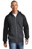 Sport-Tek® Raglan Colorblock Full-Zip Hooded Fleece Jacket.  ST269 Graphite Heather/ Black