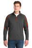 Sport-Tek® Sport-Wick® Stretch 1/4-Zip Colorblock Pullover. ST851 Charcoal Grey/ Deep Orange