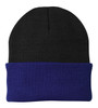 Port & Co™ Knit Cap.  CP90 Black/ Athletic Royal Port & Co™ Knit Cap.  CP90 Black/ Athletic Royal