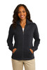 Port Authority® Ladies Slub Fleece Full-Zip Jacket. L293 Black XS