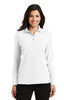 Port Authority® Ladies  Silk Touch™ Long Sleeve Polo.  L500LS White