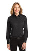 Port Authority® Ladies Long Sleeve Easy Care Shirt.  L608 Black/ Light Stone