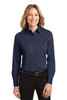 Port Authority® Ladies Long Sleeve Easy Care Shirt.  L608 Navy/ Light Stone