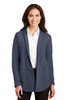 Port Authority® Ladies Interlock Cardigan. L807 Estate Blue Heather/ Charcoal Heather