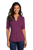 Port Authority ® Ladies Stretch Heather Open Neck Top  LK583 Violet Purple/ Black