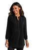 Port Authority® Ladies 3/4-Sleeve Textured Crepe Tunic LW713 Deep Black
