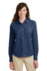 Port & Company® - Ladies Long Sleeve Value Denim Shirt.  LSP10 Ink Blue