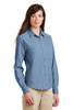 Port & Company® - Ladies Long Sleeve Value Denim Shirt.  LSP10 Faded Blue Alt