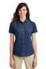 Port & Company® - Ladies Short Sleeve Value Denim Shirt.  LSP11 Ink Blue