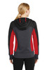 Sport-Tek® Ladies Tech Fleece Colorblock Full-Zip Hooded Jacket. LST245 Black/ Graphite Heather/ True Red Back