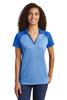 Sport-Tek ® Ladies PosiCharge ® RacerMesh ® Raglan Heather Block Polo. LST641 True Royal Heather/ True Royal