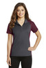 Sport-Tek® Ladies Colorblock Micropique Sport-Wick® Polo. LST652 Iron Grey/ Maroon