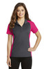 Sport-Tek® Ladies Colorblock Micropique Sport-Wick® Polo. LST652 Iron Grey/ Pink Raspberry