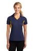 Sport-Tek® Ladies Side Blocked Micropique Sport-Wick® Polo. LST655 True Navy/ Gold