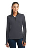 Sport-Tek® Ladies Sport-Wick® Textured Colorblock 1/4-Zip Pullover. LST861 Iron Grey/ Black