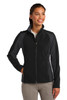 Sport-Tek® Ladies Colorblock Soft Shell Jacket. LST970 Black/ Iron Grey
