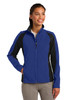 Sport-Tek® Ladies Colorblock Soft Shell Jacket. LST970 True Royal/ Black