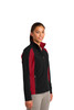 Sport-Tek® Ladies Colorblock Soft Shell Jacket. LST970 Black/ True Red Side
