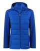 Cutter & Buck Evoke Hybrid Softshell Recycled Full Zip Womens Hooded Jacket LCO00064 Tour Blue