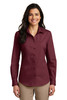 Port Authority® Ladies Long Sleeve Carefree Poplin Shirt. LW100 Burgundy