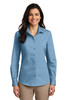 Port Authority® Ladies Long Sleeve Carefree Poplin Shirt. LW100 Carolina Blue