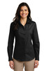 Port Authority® Ladies Long Sleeve Carefree Poplin Shirt. LW100 Deep Black