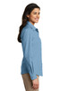Port Authority® Ladies Long Sleeve Carefree Poplin Shirt. LW100 Carolina Blue Side