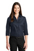 Port Authority® Ladies 3/4-Sleeve Carefree Poplin Shirt. LW102 River Blue Navy